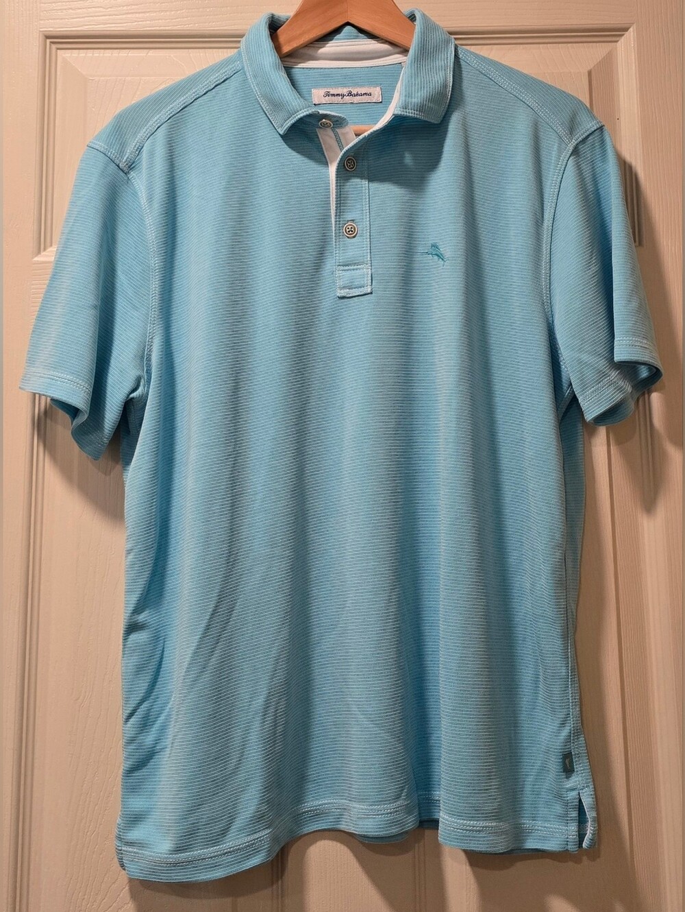 Tommy Bahama Men’s Aqua Blue Short-Sleeve Polo Size M